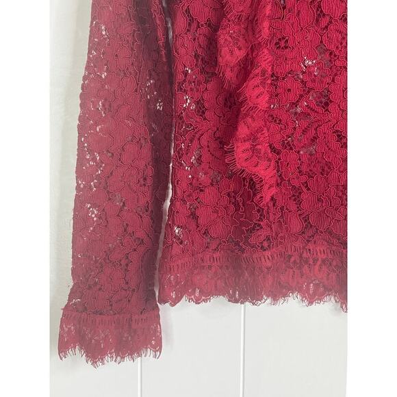 Nicholas Jasper Frill Top in Burgendy Lace Size 4 - Picture 6 of 12